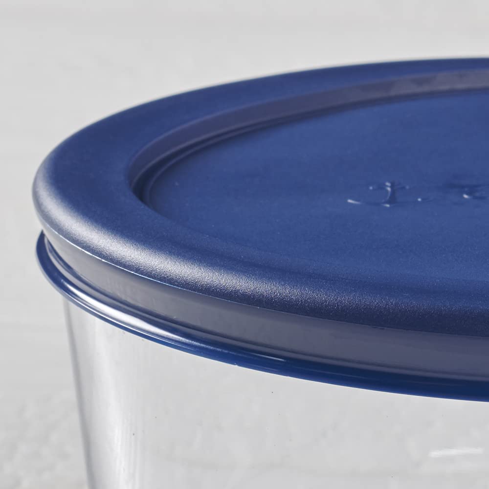 Anchor Hocking 1 Cup Glass Storage Containers with Lids, Set of 6 Glass Food Storage Containers with Navy Blue SnugFit Lids - Image 3