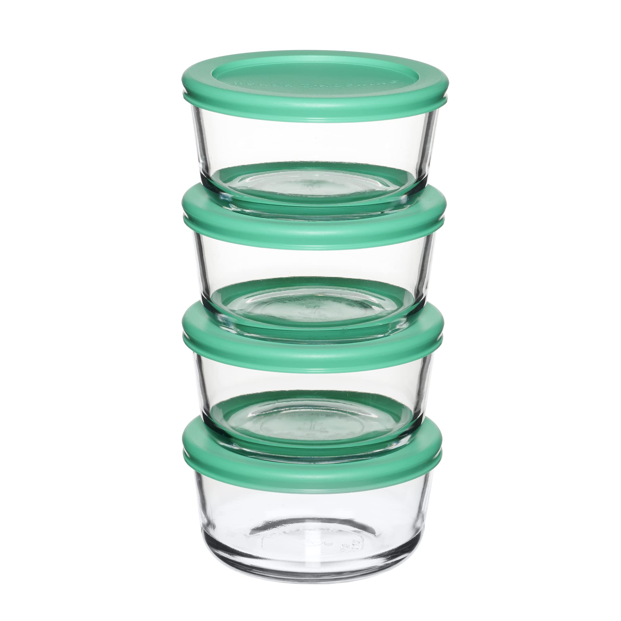 Anchor Hocking 2 Cup Glass Storage Containers with Lids, Set of 4 Glass Food Storage Containers with Mint SnugFit Lids - Image 6