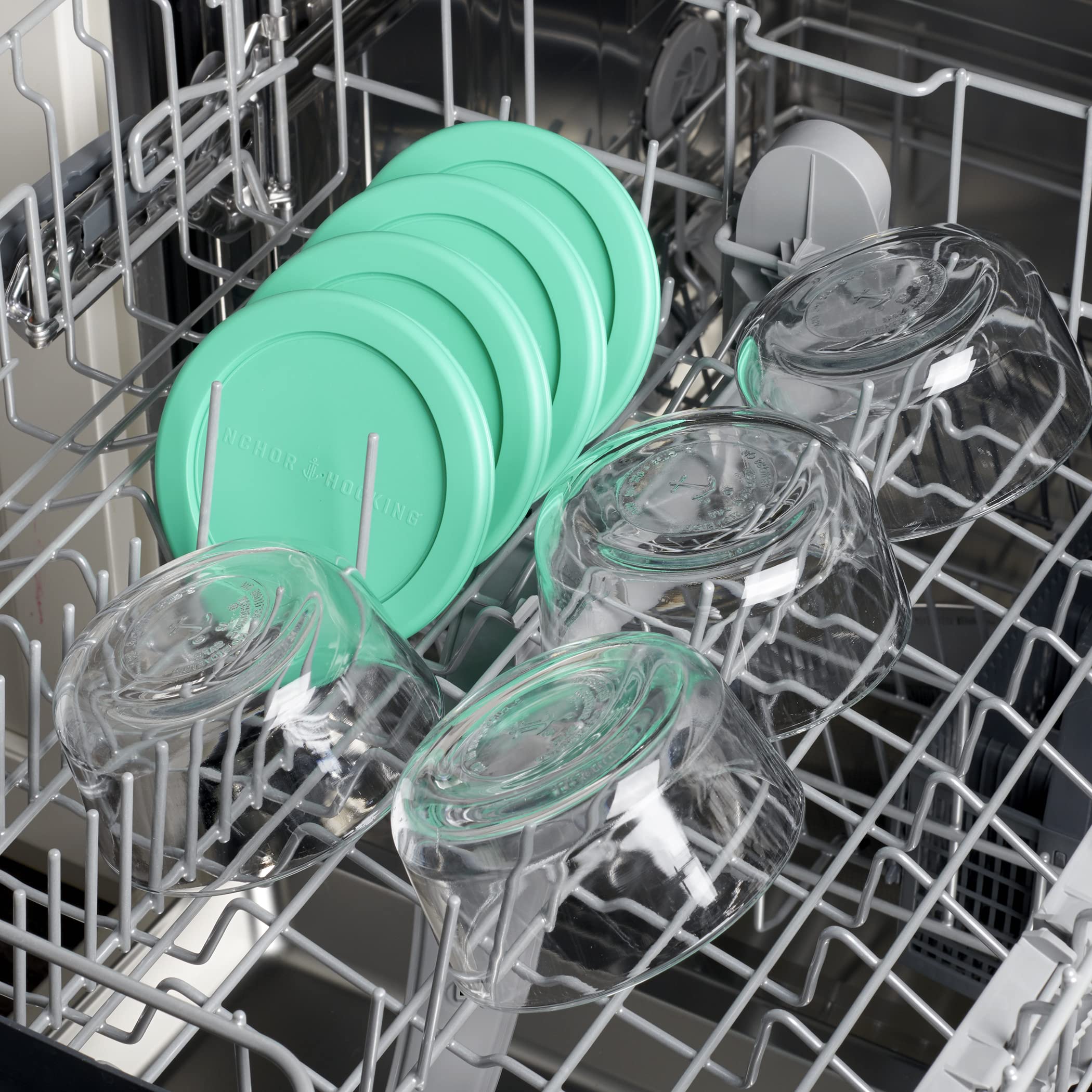 Anchor Hocking 2 Cup Glass Storage Containers with Lids, Set of 4 Glass Food Storage Containers with Mint SnugFit Lids - Image 8