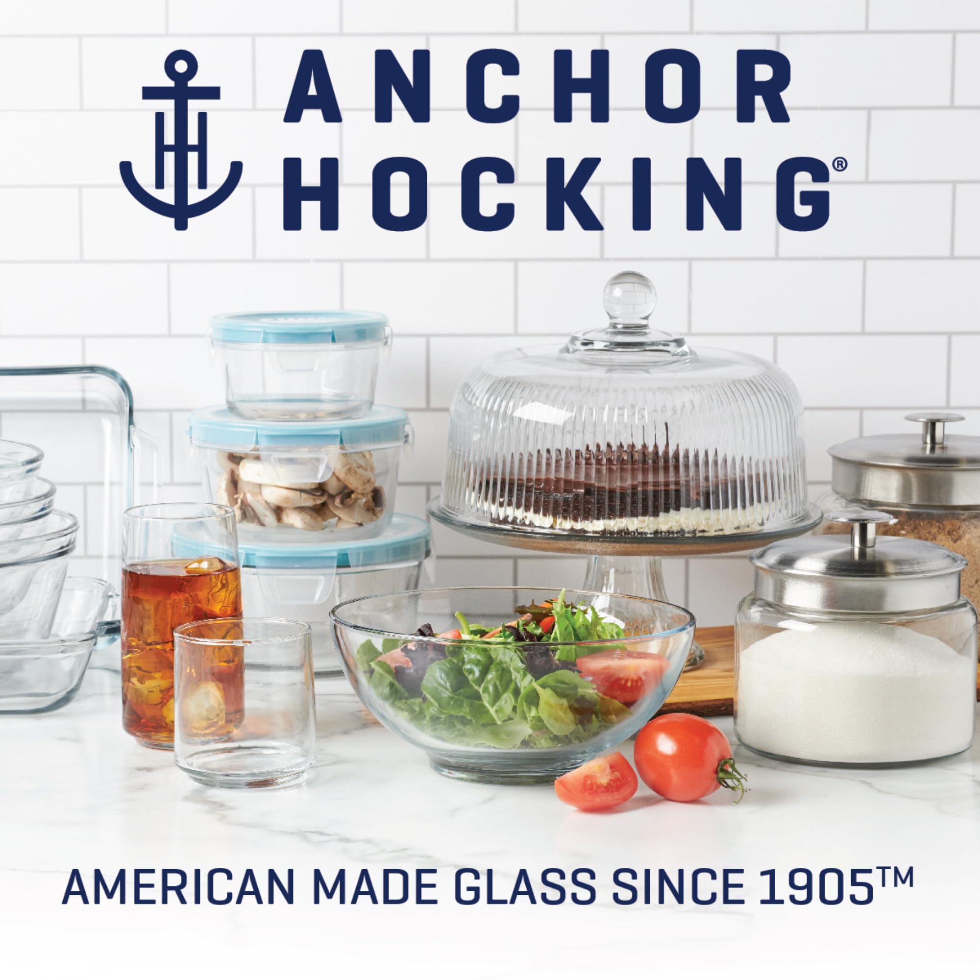 Anchor Hocking 26 Piece Glass Storage Containers with Lids (13 Glass Food Storage Containers & 13 Mixed Blue SnugFit Lids) - Image 8