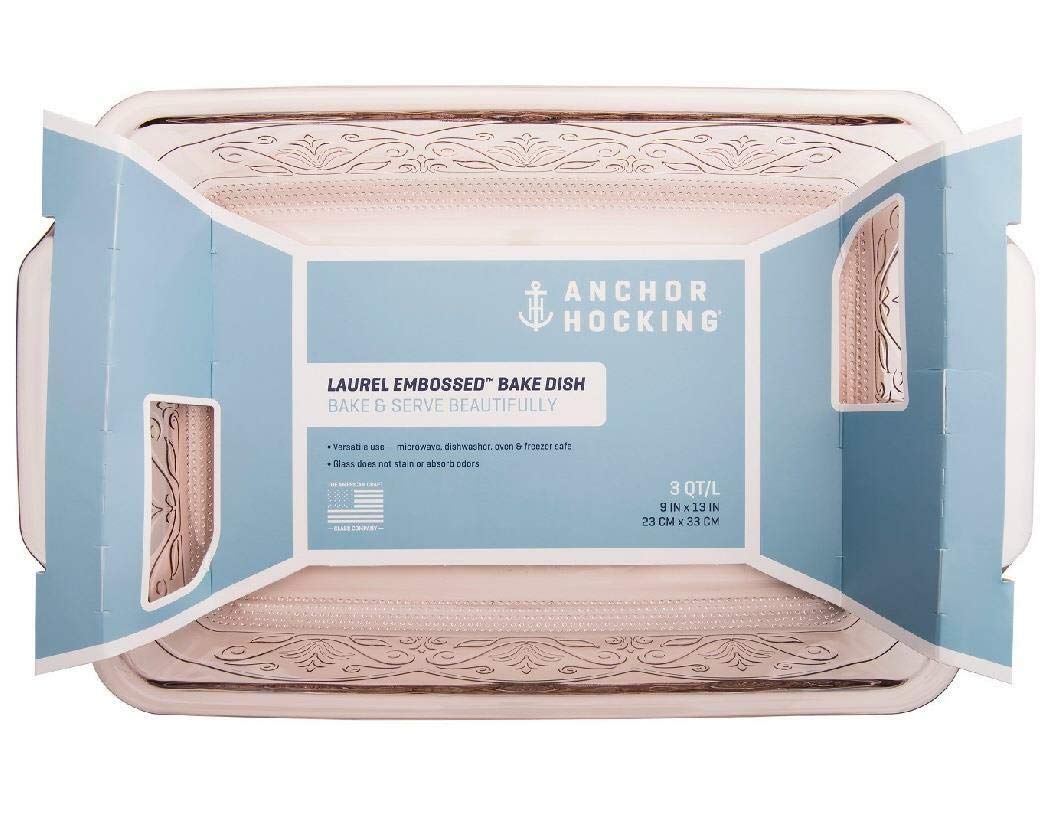Anchor Hocking 3 Quart Rosewater Laurel Embossed Baker 12937AHG17 - Image 4