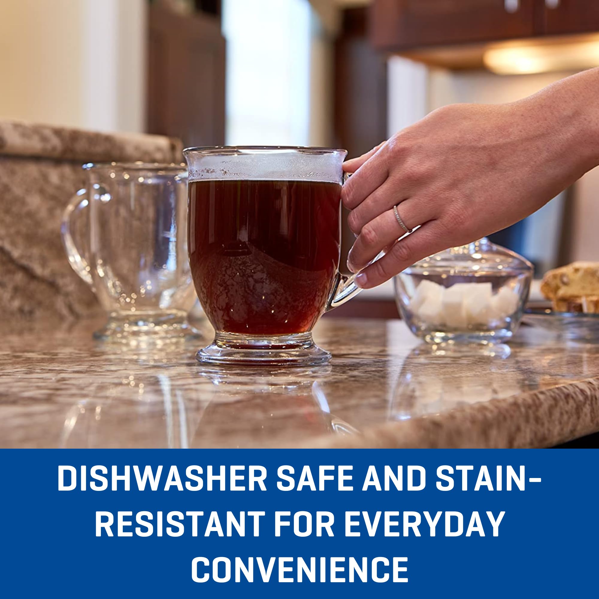 Anchor Hocking Café Glass Coffee Mugs, 16 oz, Set of 6 - Image 6