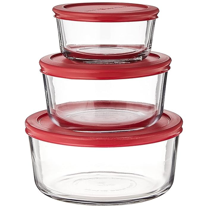 Anchor Hocking Classic Glass Food Storage Containers with Lids, Blue, 6-Piece Set - - Image 3