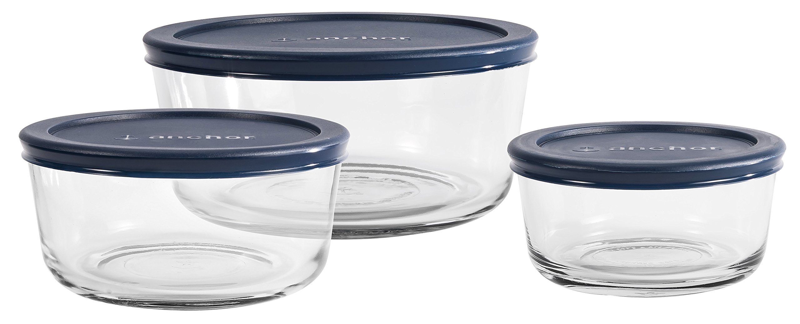 Anchor Hocking Classic Glass Food Storage Containers with Lids, Blue, 6-Piece Set - - Image 4