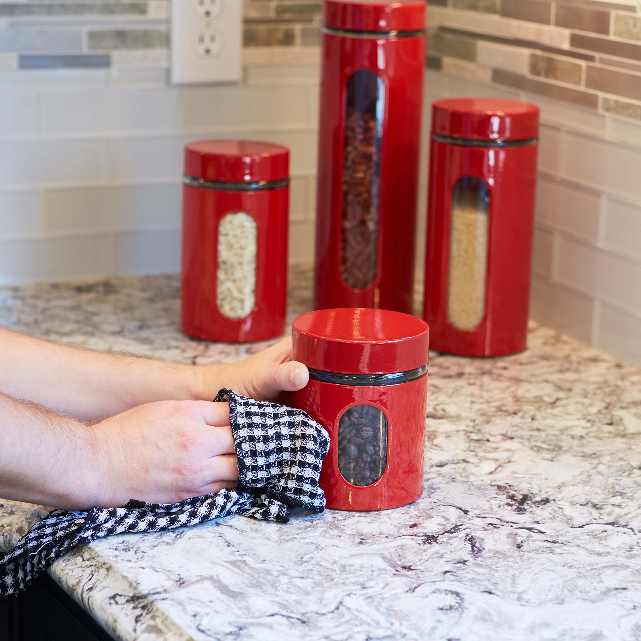 Anchor Hocking Palladian Window Cylinder Jars, Mixed Sizes, Cherry, Set of 4 - Image 4