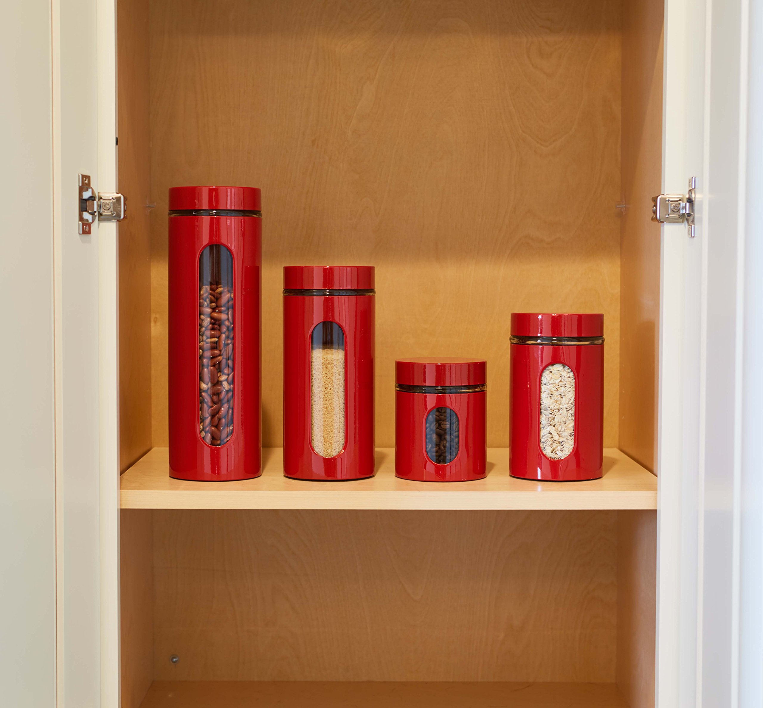 Anchor Hocking Palladian Window Cylinder Jars, Mixed Sizes, Cherry, Set of 4 - Image 5